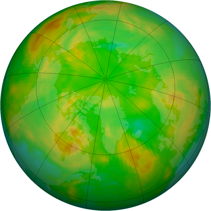 Arctic ozone map for 15 June 1990